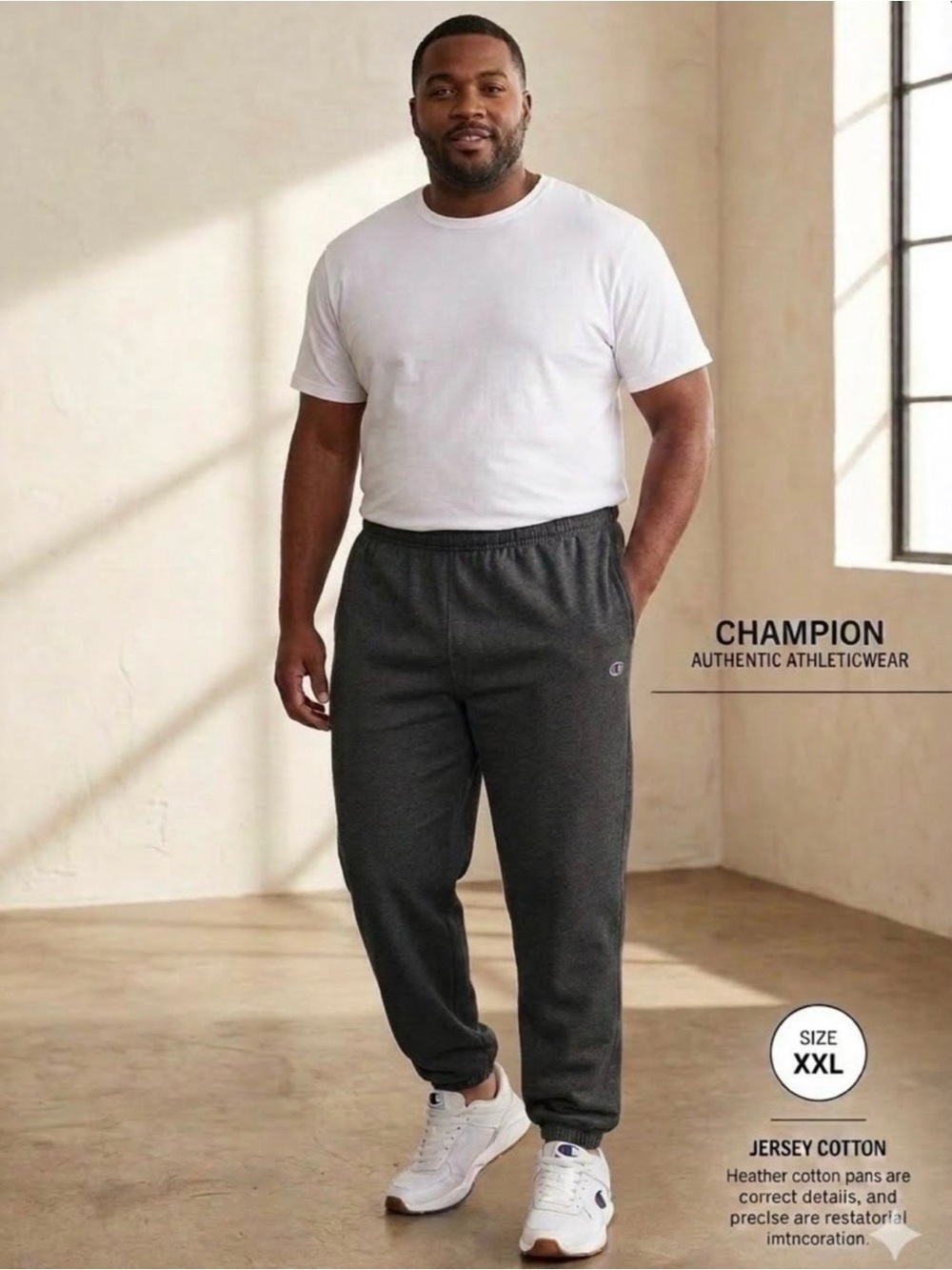 Champion Jersey Knit Elastic Cuff Jogger Sweatpants Charcoal Grey XXL